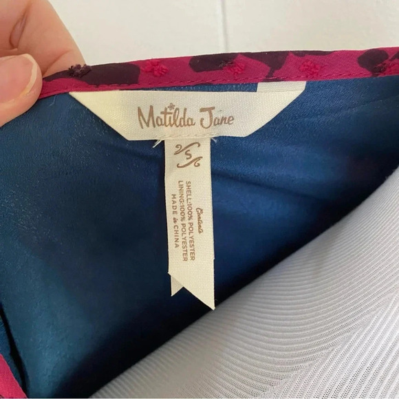 Matilda Jane A Little Party Dress Swiss Dot Color Block Long Sleeve Dress Size S - Picture 13 of 16